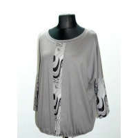 Bluzka Camea z wzorzystym panelem i rękawem 3/4 - szara